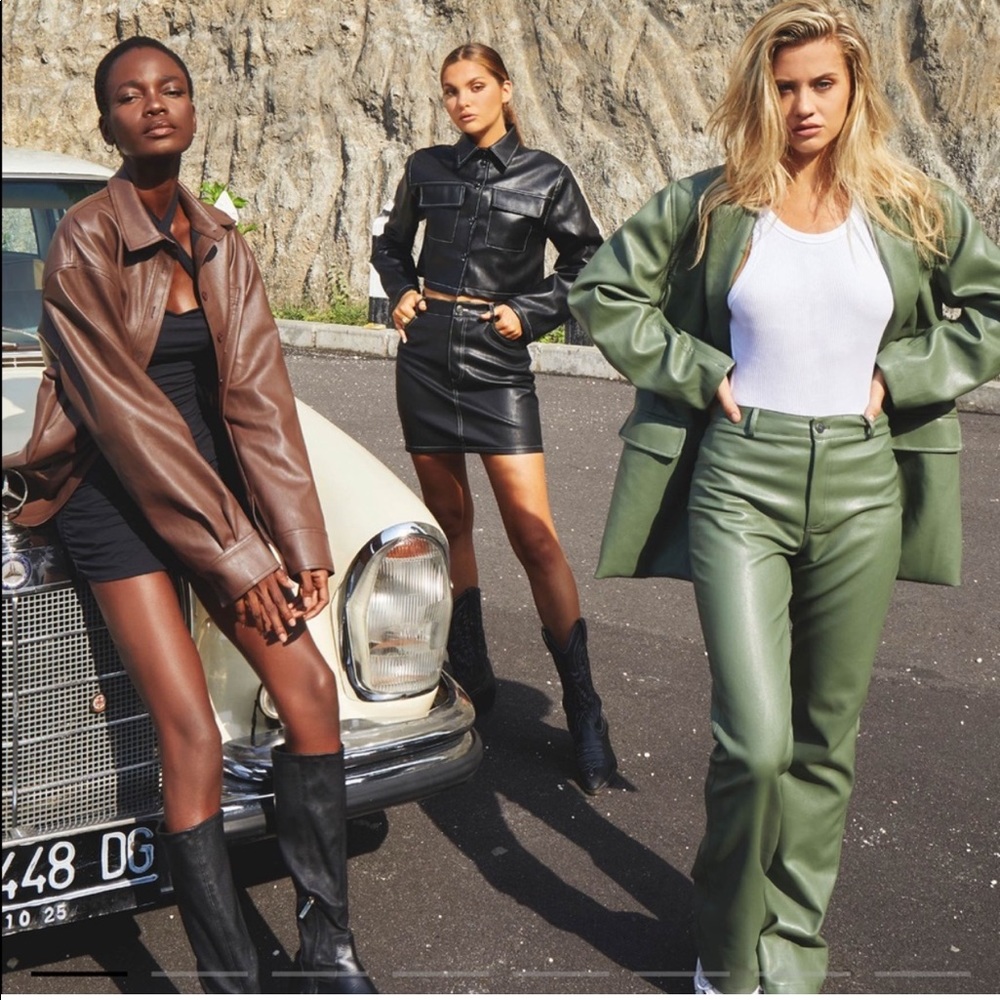 NWT Motel Zoven PU flare trousers